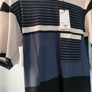 Lemaire Striped Blue and Black Men's Shirt